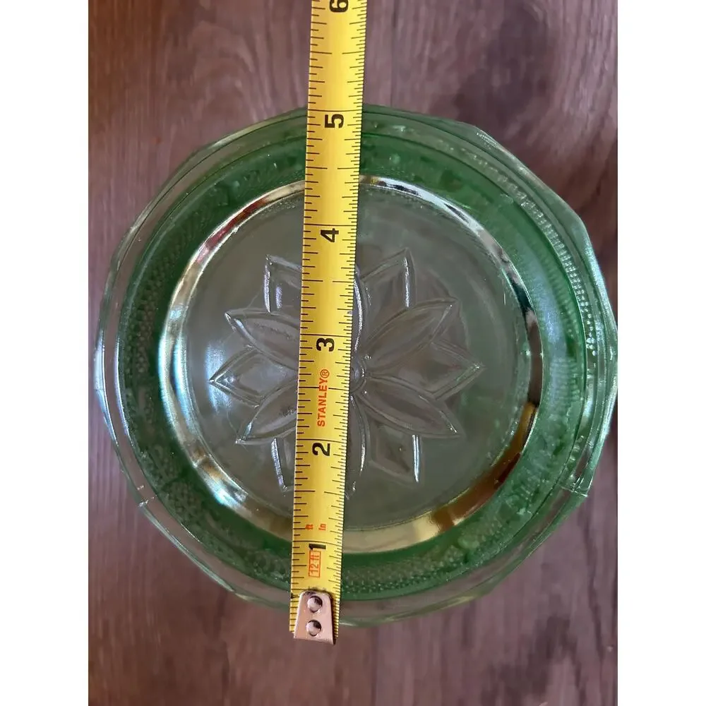 Vintage Tiara Exclusives Chantilly Green Sandwich Glass Canister with Lid
